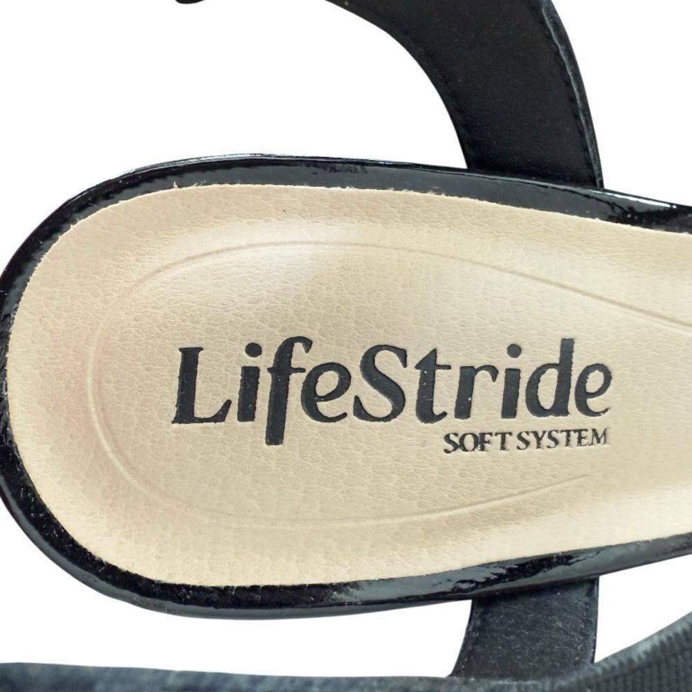 LifeStride April Black Patent Slingback Pumps Heels 6.5 Wide New In Box - Picture 13 of 15